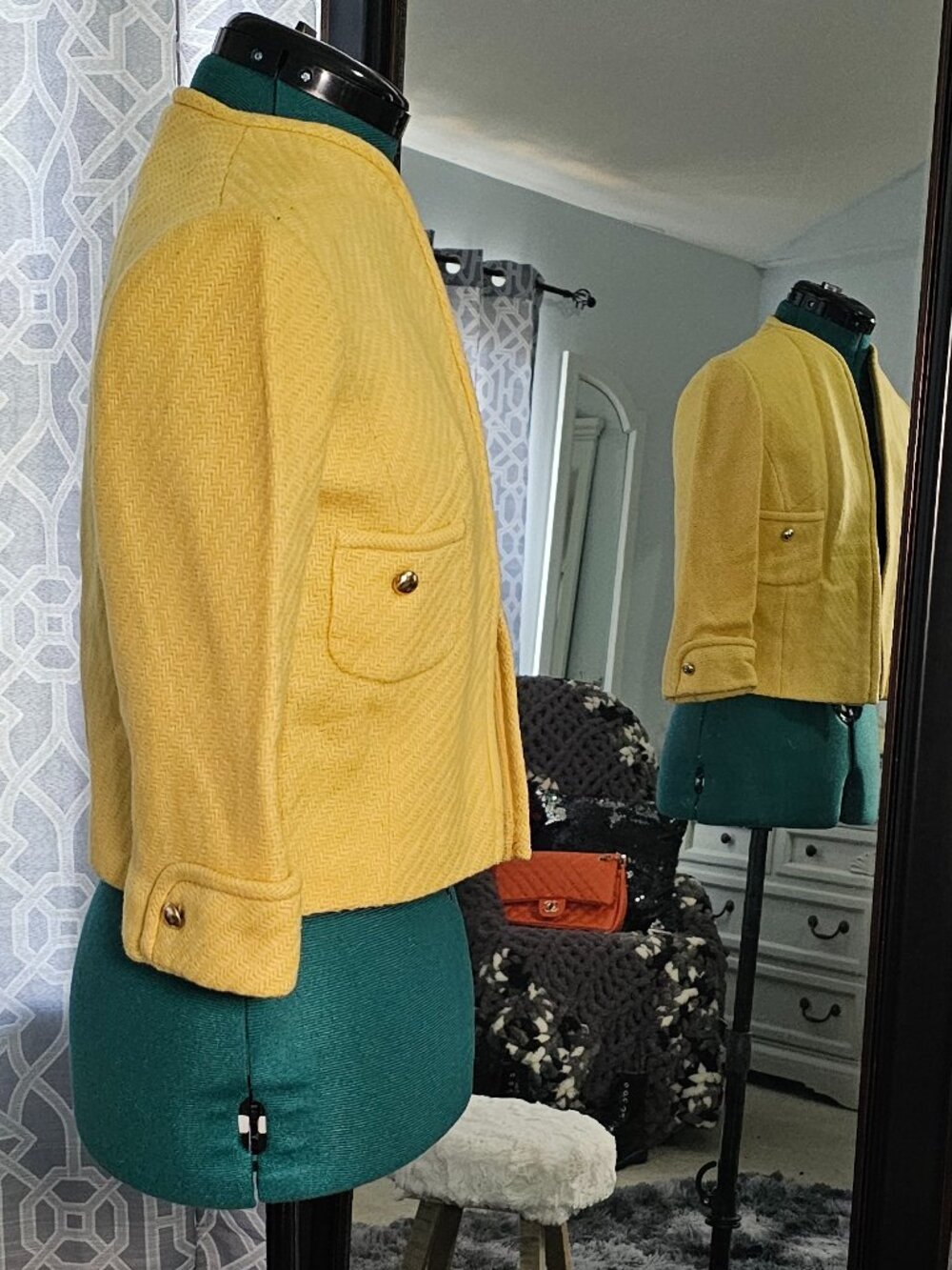 Vintage Late‑1950s/Early‑1960s Custom‑Tailored Yellow Jacket – Boutique - Picture 4 of 6